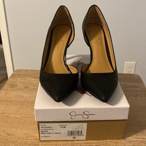 Jessica Simpson Black Snakeskin Heels Size 9.5
